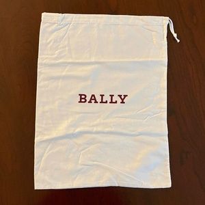 BALLY Dust Bag, White drawstring bag with red logo, 11 × 15